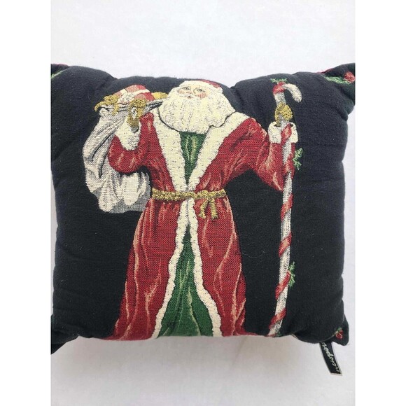 Vintage Christmas Santa Needlepoint Tapestry Pillow Holiday Decor Xmas Festive - Picture 2 of 4